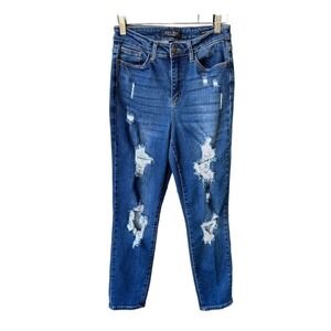 Judy Blue Jeans Pants Boyfriend Fit Distressed High Rise Blue JB88220 Size 26